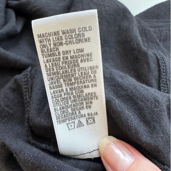 James Perse Black Deep V Round Neck Slub Tee Shirt Cap Sleeve Top 3 / L - Picture 7 of 9